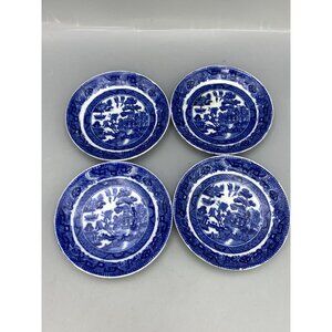 4 Vintage Blue Willow Pattern Plates/ Saucer Porcelain 5" Staffordshire England